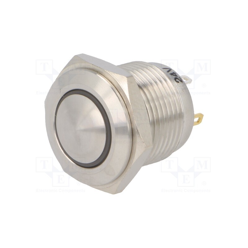1 pcs x ONPOW - GQ16B-10E/J/B/24V/S - Switch: vandal resistant, Pos: 2, SPST-NO, 2A/36VDC, IP65, OFF-(ON)
