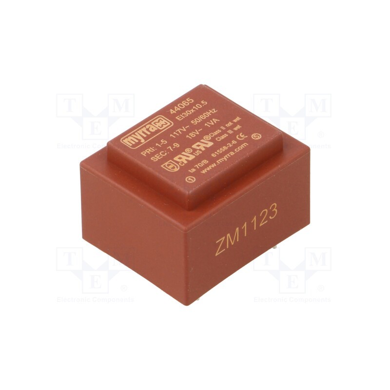 1 pcs x MYRRA - 44065 - Transformer: encapsulated, 1VA, 117VAC, 18V, 56mA, PCB
