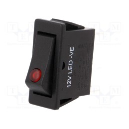 1 pcs x BULGIN - C5503PLBR5 - ROCKER, SPST, Pos: 2, ON-OFF, 12A/250VAC, black, LED, 12V, Body: black
