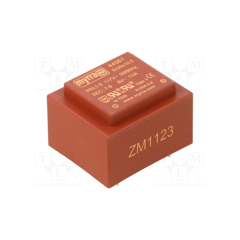 1 pcs x MYRRA - 44061 - Transformer: encapsulated, 1VA, 117VAC, 6V, 167mA, PCB