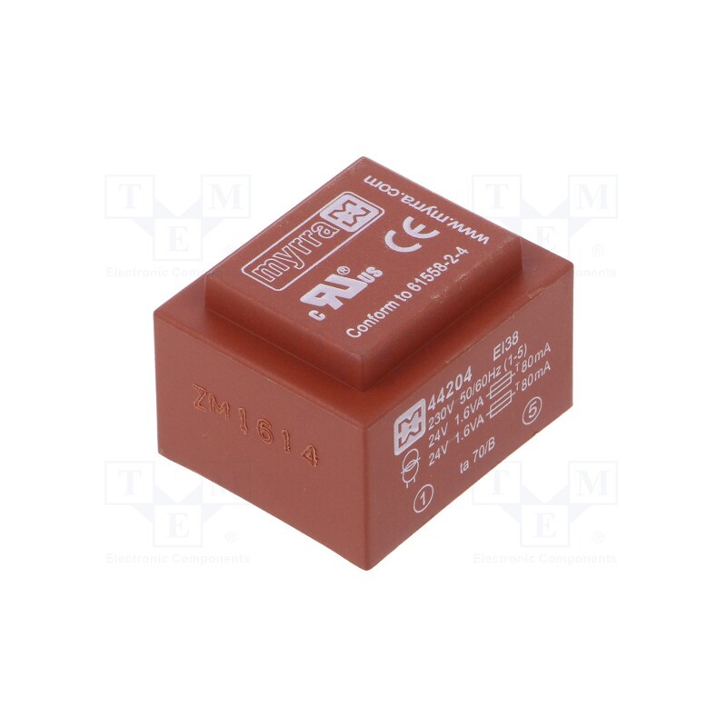 1 pcs x MYRRA - 44204 - Transformer: encapsulated, 3.2VA, 230VAC, 24V, 24V, 67mA, 67mA, PCB