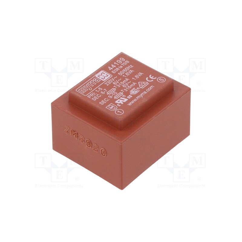 1 pcs x MYRRA - 44199 - Transformer: encapsulated, 3.2VA, 230VAC, 6V, 6V, 267mA, 267mA, PCB
