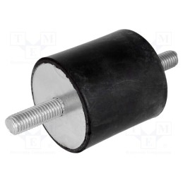 1 pcs x ELESA+GANTER - DVA.1-50-50-M10-28-70 - Vibration damper, M10, Ø: 50mm, rubber, L: 50mm, Thread len: 28mm