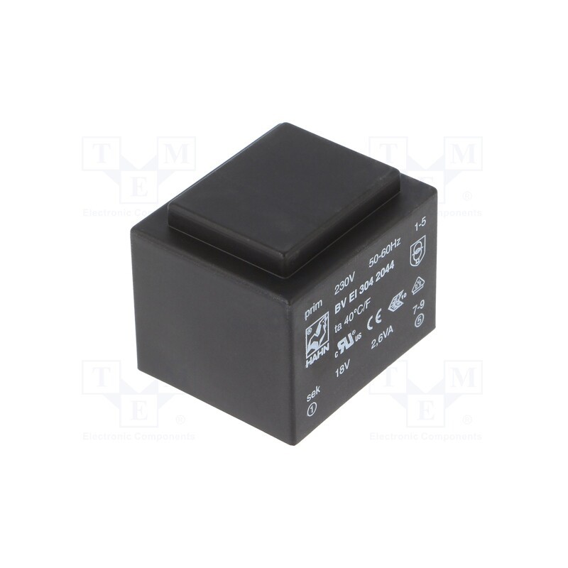 1 pcs x HAHN - BV EI 304 2044 - Transformer: encapsulated, 2.6VA, 230VAC, 18V, 145mA, PCB, BVEI