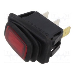 1 pcs x SWITCH COMPONENTS - RE2-1A-DC-1-RL - ROCKER, SPST, Pos: 2, ON-OFF, 16A/12VDC, red, IP65, Rcont max: 50mΩ