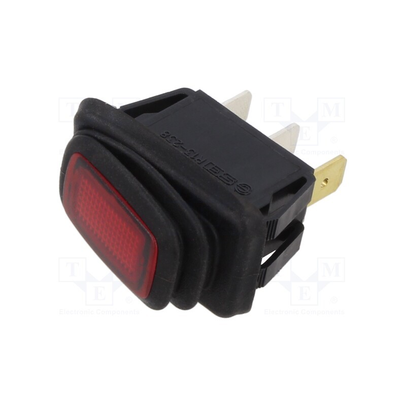 1 pcs x SWITCH COMPONENTS - RE2-1A-DC-1-RL - ROCKER, SPST, Pos: 2, ON-OFF, 16A/12VDC, red, IP65, Rcont max: 50mΩ