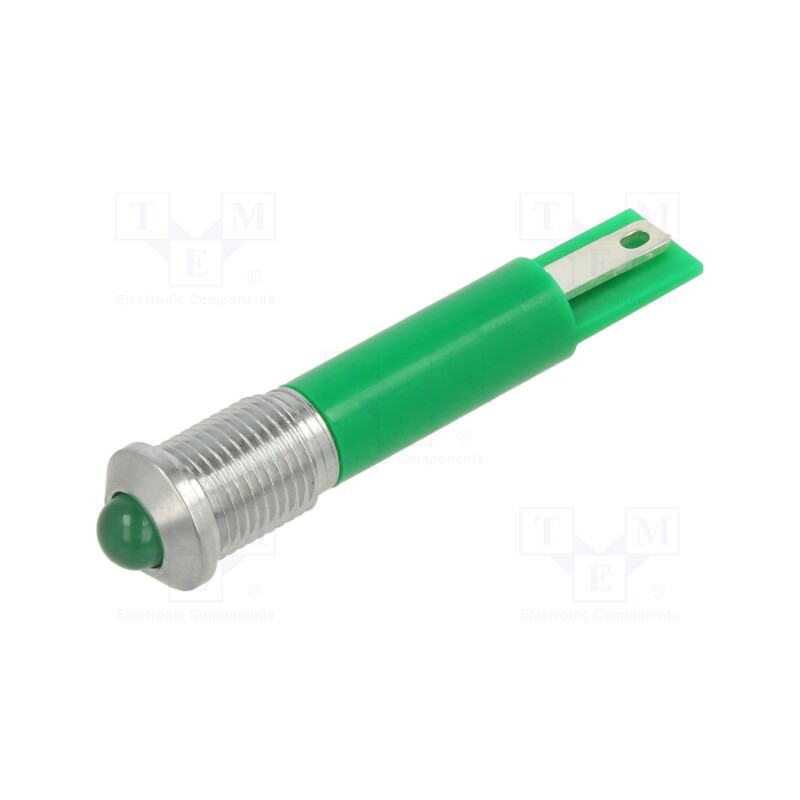 1 pcs x APEM - Q8P1CXXG24E - Indicator: LED, prominent, green, Ø8mm, IP67, brass, ØLED: 5mm, Q8