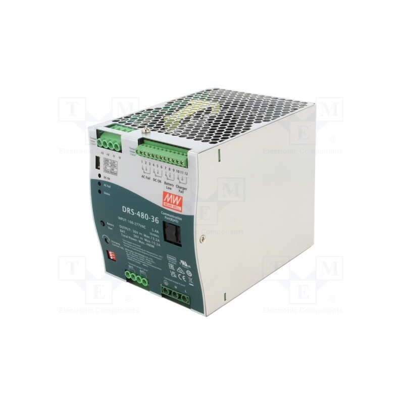 1 pcs x MEAN WELL - DRS-480-36 - Power supply: buffer, for DIN rail, 480W, 36VDC, 10.2A, 90÷305VAC
