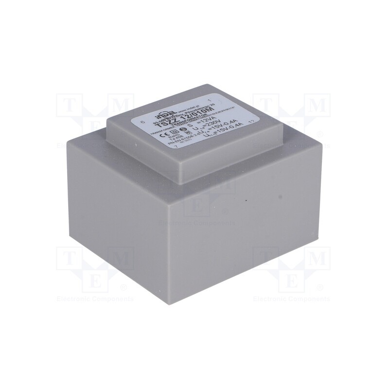 1 pcs x INDEL - TSZZ12/010M - Transformer: encapsulated, 12VA, 230VAC, 15V, 15V, 400mA, 400mA, PCB