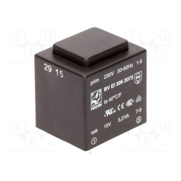 1 pcs x HAHN - BV EI 306 2073 - Transformer: encapsulated, 3.2VA, 230VAC, 15V, 213mA, PCB, BVEI