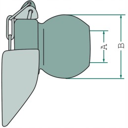 Ball with lower hook collar, category 2-3