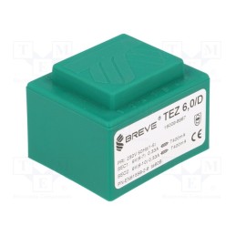 1 pcs x BREVE TUFVASSONS - TEZ6/D230/9-9V - Transformer: encapsulated, 6VA, 230VAC, 9V, 9V, 333.3mA, 333.3mA