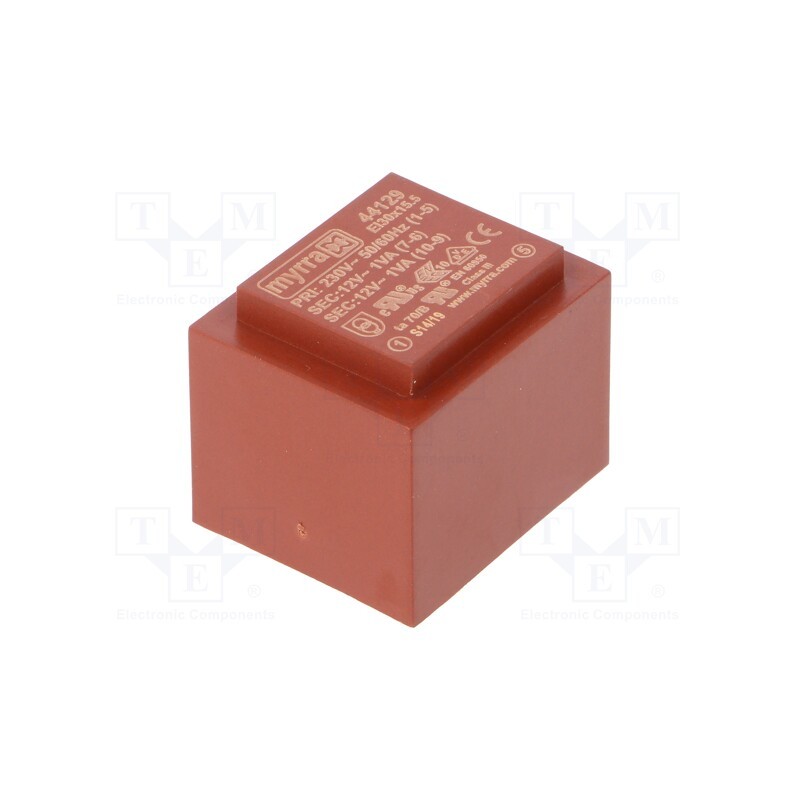 1 pcs x MYRRA - 44129 - Transformer: encapsulated, 2VA, 230VAC, 12V, 12V, 83mA, 83mA, PCB