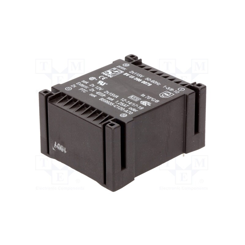 1 pcs x HAHN - BV UI 396 0079 - Transformer: encapsulated, 30VA, 115VACx2, 12V, 12V, 1.25A, 1.25A