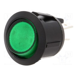 1 pcs x BULGIN - R13244BBG3 - ROCKER, DPST, Pos: 2, ON-OFF, 10A/250VAC, green, neon lamp, 230V