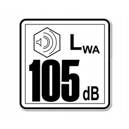 Lion sticker 105 db marking the power of the noise level