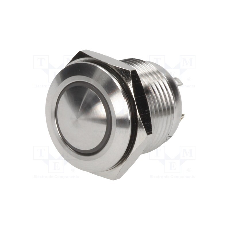 1 pcs x ONPOW - GQ16B-10E/J/B/12V/S - Switch: vandal resistant, Pos: 2, SPST-NO, 2A/36VDC, IP65, OFF-(ON)