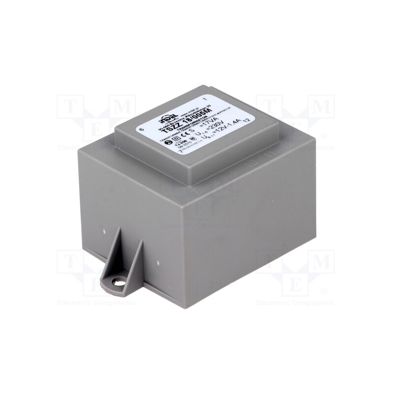 1 pcs x INDEL - TSZZ18/005M - Transformer: encapsulated, 18VA, 230VAC, 12V, 1.5A, PCB, IP00