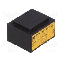 1 pcs x HAHN - BV EI 302 2699 - Transformer: encapsulated, 1VA, 24VAC, 12V, 83mA, PCB, BVEI