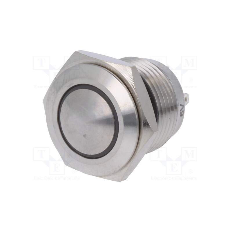 1 pcs x ONPOW - GQ16B-10E/J/B/6V/S - Switch: vandal resistant, Pos: 2, SPST-NO, 2A/36VDC, IP65, OFF-(ON)