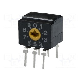 1 pcs x OMRON OCB - A6CV-10R - Encoding switch, DEC/BCD, Pos: 10, THT, Rcont max: 200mΩ, 1Ncm, A6CV