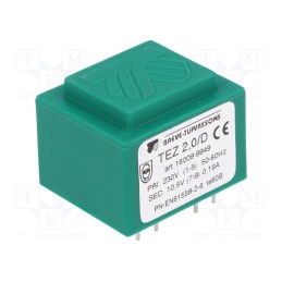 1 pcs x BREVE TUFVASSONS - TEZ2/D230/10.5V - Transformer: encapsulated, 2VA, 230VAC, 10.5V, 190.4mA, PCB, IP00