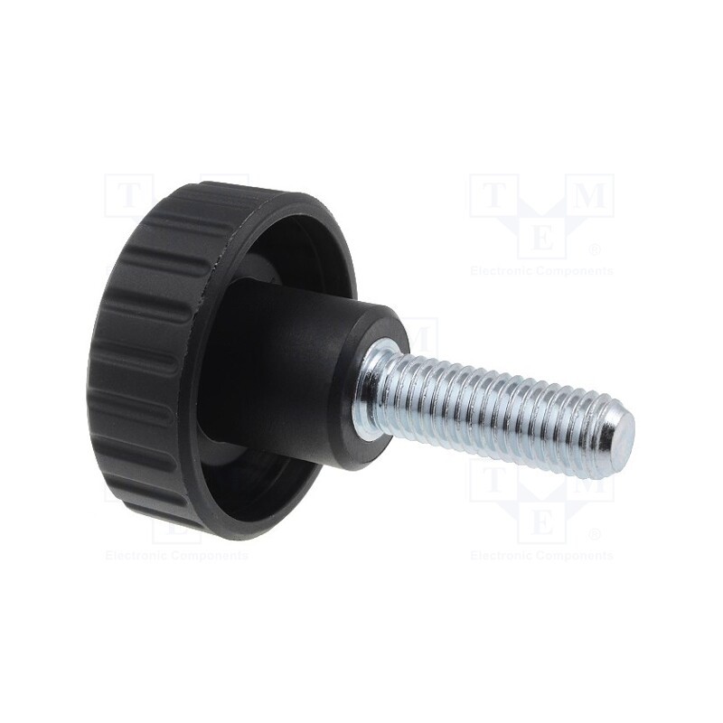 1 pcs x ELESA+GANTER - 6833 - Knob, Ø: 40mm, Ext.thread: M10, 30mm, H: 27mm, polyamide, knurled