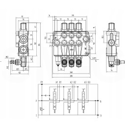 3-section hydraulic distributor, 120l, lever