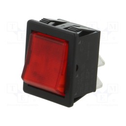1 pcs x BULGIN - C1353ATMBR3 - ROCKER, DPST, Pos: 2, ON-OFF, 16A/250VAC, red, neon lamp, 250V, 1350