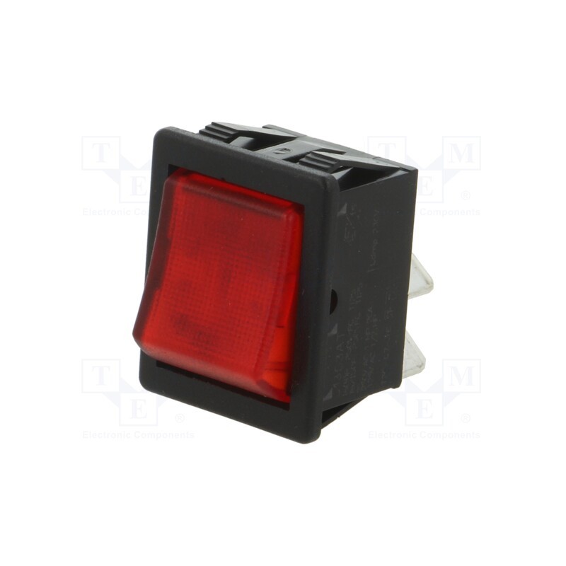 1 pcs x BULGIN - C1353ATMBR3 - ROCKER, DPST, Pos: 2, ON-OFF, 16A/250VAC, red, neon lamp, 250V, 1350