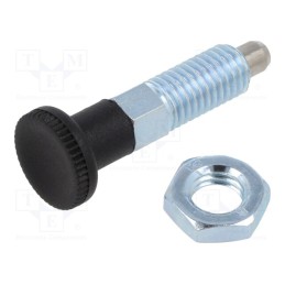 1 pcs x ELESA+GANTER - GN 717-6-M10-BK-ST - Indexing plungers, Thread: M10, 6mm, Plunger mat: stainless steel