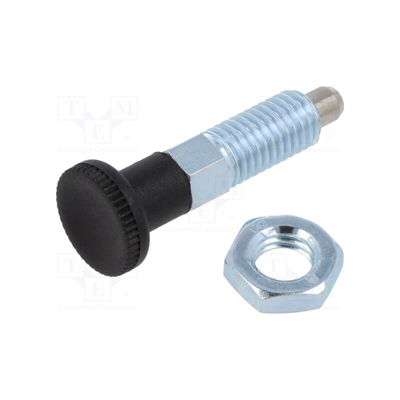 1 pcs x ELESA+GANTER - GN 717-6-M10-BK-ST - Indexing plungers, Thread: M10, 6mm, Plunger mat: stainless steel