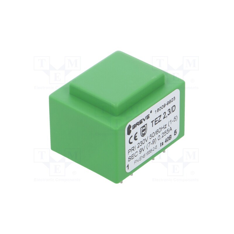 1 pcs x BREVE TUFVASSONS - TEZ2.3/D230/9V TA40 - Transformer: encapsulated, 2.3VA, 230VAC, 9V, 256mA, PCB, IP00, TEZ