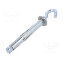 1 pcs x DROMET - ZHR10180 - Hook, angular,with a anchor, steel, zinc, Thread len: 135mm