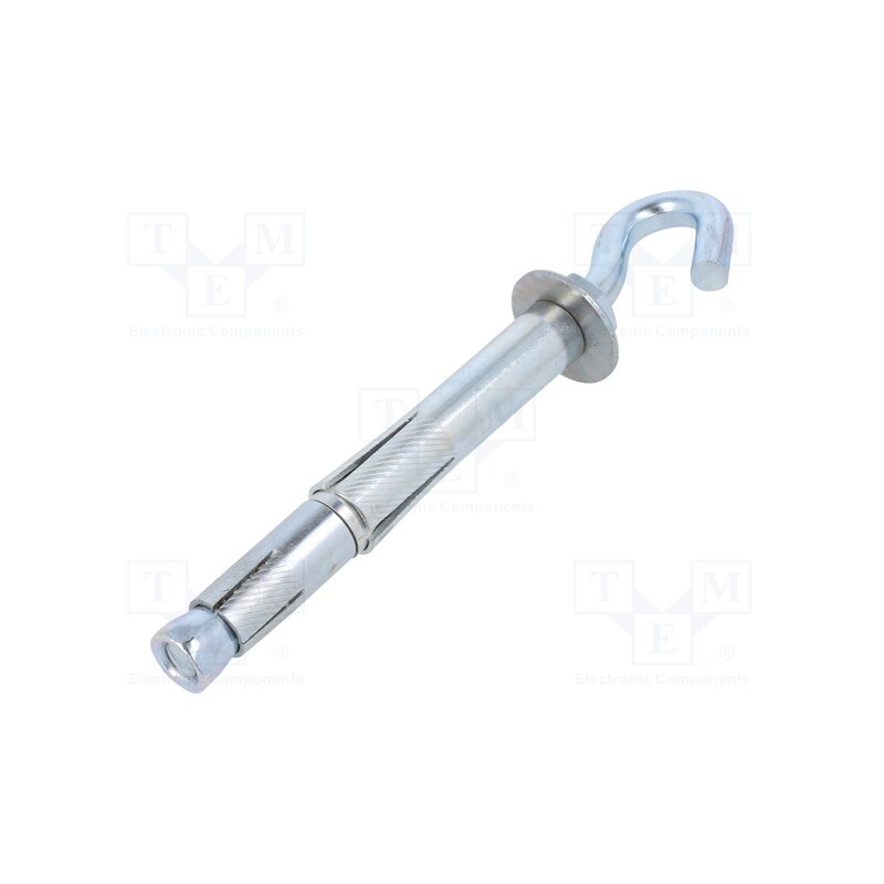 1 pcs x DROMET - ZHR10180 - Hook, angular,with a anchor, steel, zinc, Thread len: 135mm