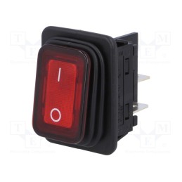 1 pcs x Marquardt - 1935.3112 - ROCKER, DPST, Pos: 2, ON-OFF, 20A/250VAC, red, filament lamp, 230V