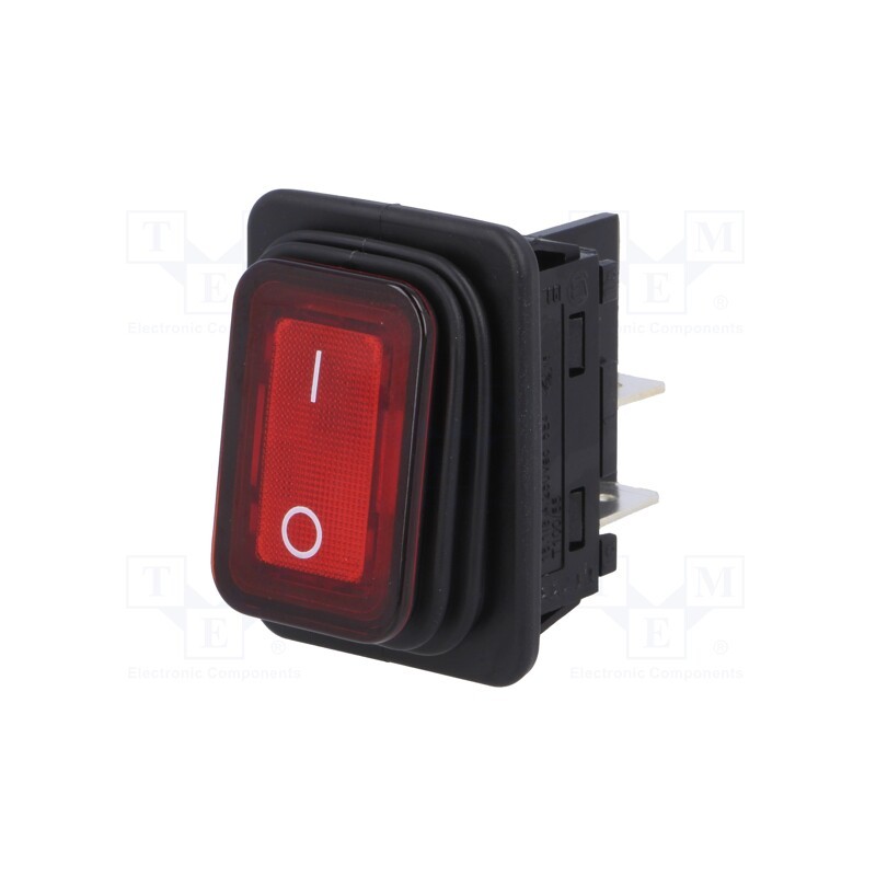 1 pcs x Marquardt - 1935.3112 - ROCKER, DPST, Pos: 2, ON-OFF, 20A/250VAC, red, filament lamp, 230V