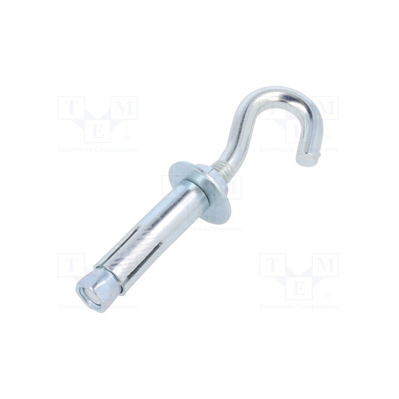 1 pcs x DROMET - ZHR.8100 - Hook, angular,with a anchor, steel, zinc, Thread len: 60mm