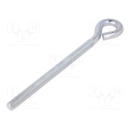 1 pcs x DROMET - HO12215 - Hook, ring, steel, zinc, Thread len: 157mm, Overall len: 215mm
