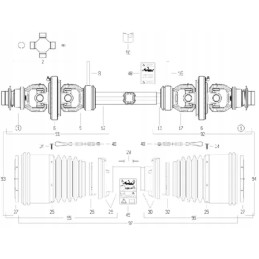 Wide angle joint shaft s6 l 1210mm bondioli