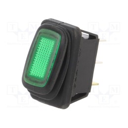 1 pcs x SWITCH COMPONENTS - RE2-1A-DC-1-GL - ROCKER, SPST, Pos: 2, ON-OFF, 16A/12VDC, green, IP65, Rcont max: 50mΩ