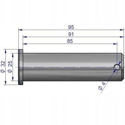 Upper LP hanger mounting pin, diameter 25mm, with col