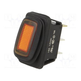 1 pcs x SWITCH COMPONENTS - RE2-1A-DC-1-AL - ROCKER, SPST, Pos: 2, ON-OFF, 16A/12VDC, amber, IP65, Rcont max: 50mΩ