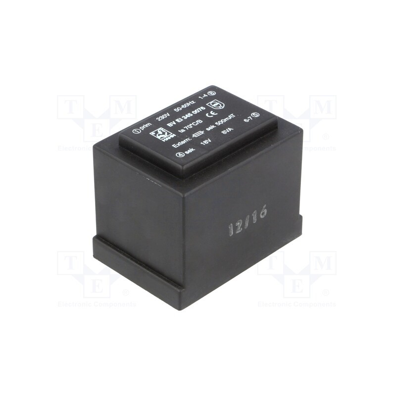 1 pcs x HAHN - BV EI 345 0076 - Transformer: encapsulated, 8VA, 230VAC, 18V, 444mA, PCB, BVEI
