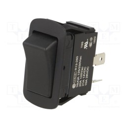 1 pcs x SWITCH COMPONENTS - SRB1-1B-DC-1-NN - ROCKER, SPST, Pos: 2, OFF-(ON), 10A/28VDC, black, IP56, none, UL94V-2