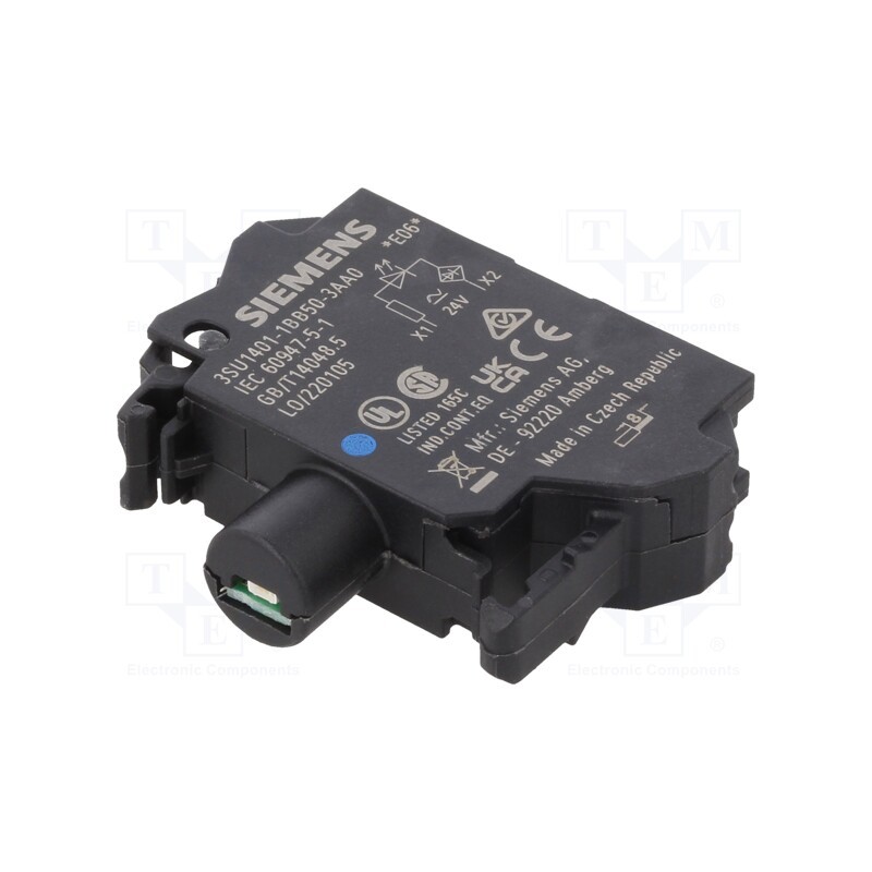 1 pcs x SIEMENS - 3SU1401-1BB50-3AA0 - Illuminating unit, 22mm, 3SU1.5, -25÷70°C, Illumin: LED, front