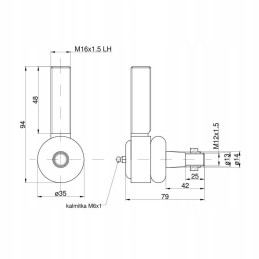 Rod end, left joint c 328 with nut 42
