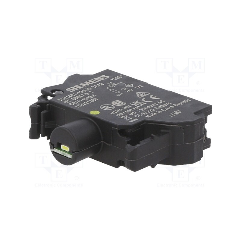 1 pcs x SIEMENS - 3SU1401-1BB30-3AA0 - Illuminating unit, 22mm, 3SU1.5, -25÷70°C, Illumin: LED, front