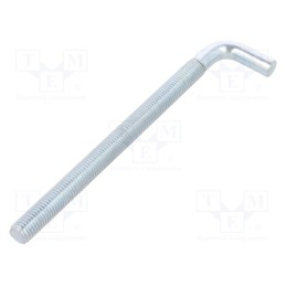 1 pcs x DROMET - HP12185 - Hook, straight, steel, zinc, Thread len: 155mm, Overall len: 185mm