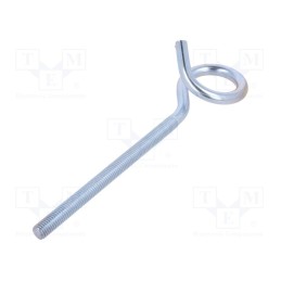1 pcs x DROMET - HOH10200 - Hook, ring, steel, zinc, Thread len: 130mm, Overall len: 200mm